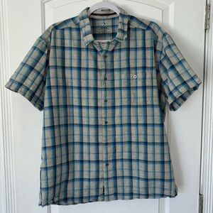 Kuhl plaid short sleeve button front down shirt XL